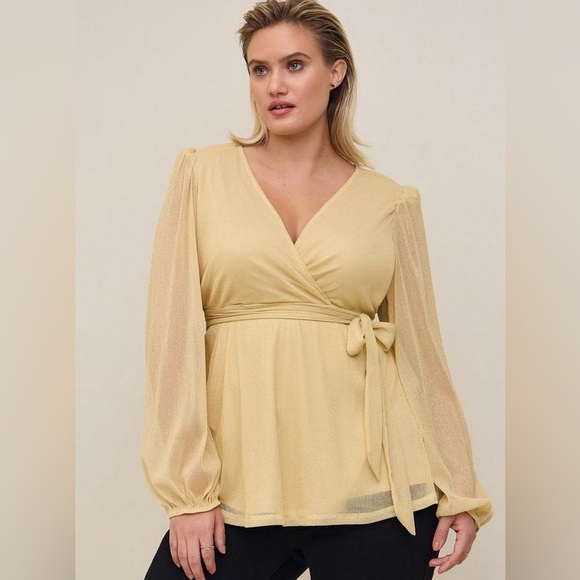 Torrid Knit Glitter Lurex Surplice Peplum Top - New! - Size 26 (4) - Picture 1 of 5